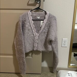 Urban Outfitters Purple Cropped Cardigan Sweater